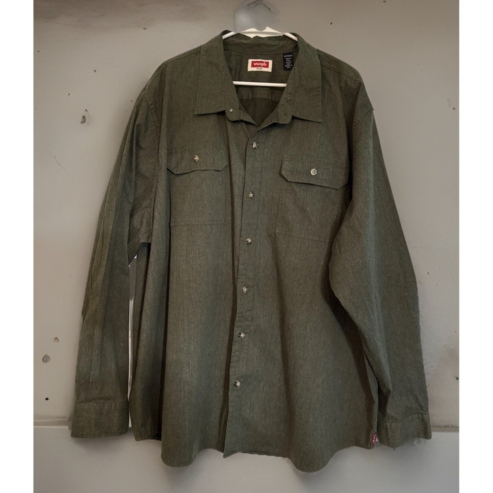 Wrangler Men's L/S Shirt Green Size 3XL Western Work Stretch NEW WOT - Picture 1 of 6